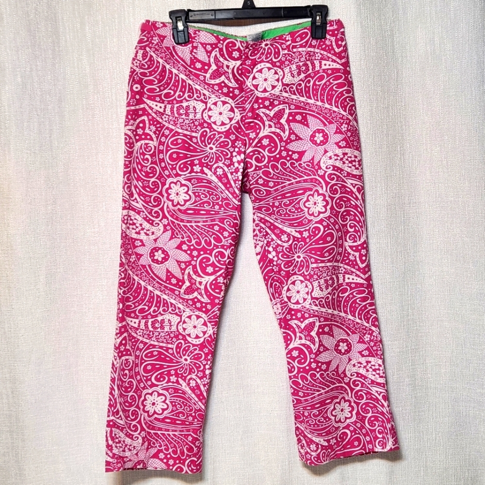 IZOD Pink Capri Cropped Pants Cotton Pedal Pushers Clam Diggers Beach Size 8